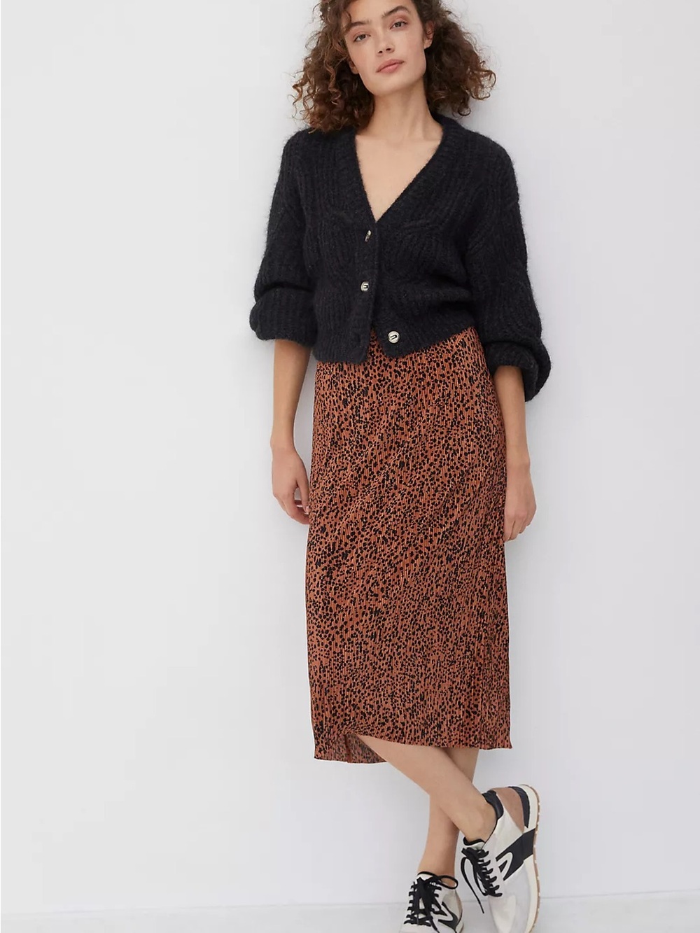 Anthropologie Maeve Mazie Pleated Midi Skirt Size XS